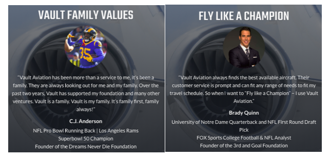 Vault Aviation family values graphic