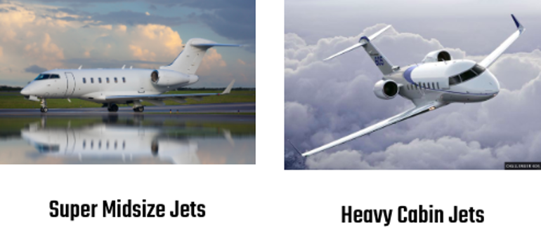 Super Midsize and heavy cabin jets